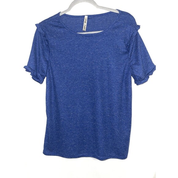 Simply Irresistable Shirt Short Sleeve Blue Ruffle Sleeve Blue Women’s XL - Picture 1 of 7